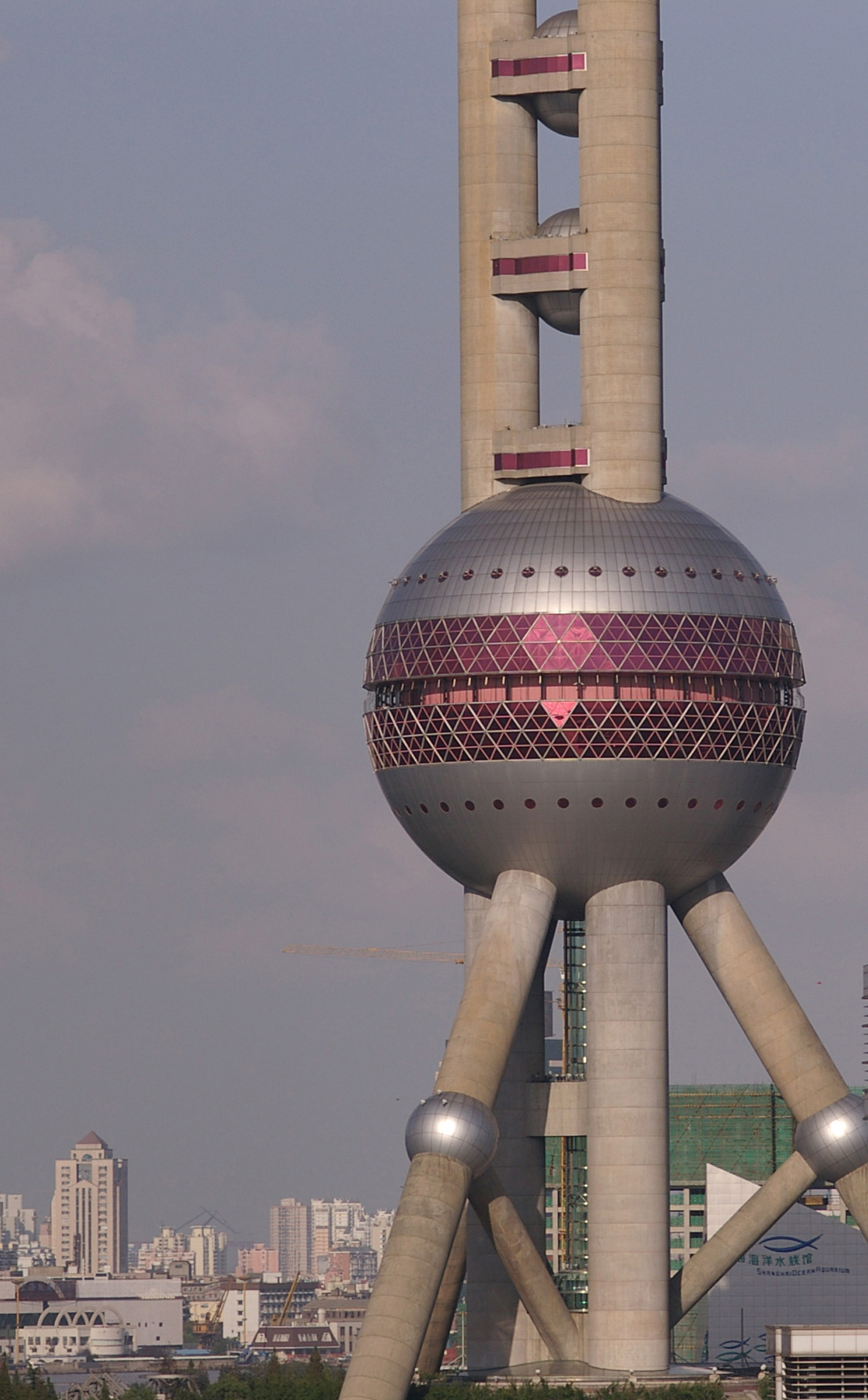 an image of Close up Famous Chinese Attraction - Oriental Pearl Tower at Shanghai China